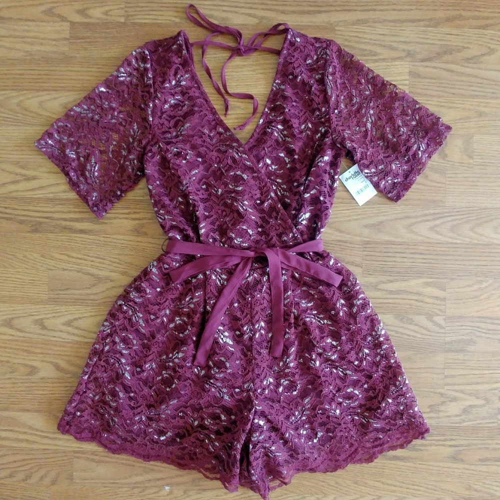 Maroon Lace Romper